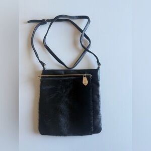 Pour La Victoire Black calfskin pony hair crossbody bag